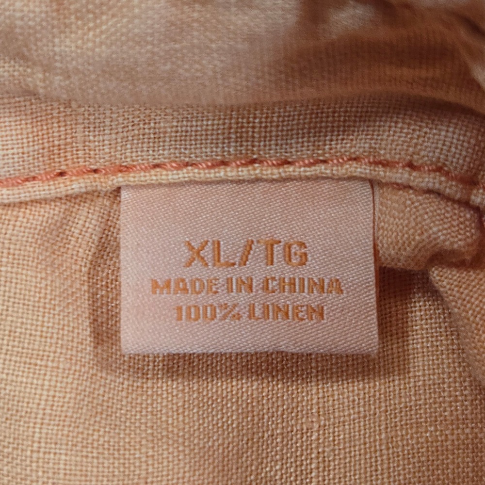 Tommy Bahama Men Linen Orange Button Shirt XL Relax Fit Sunwashed Coastal Casual - Picture 13 of 15